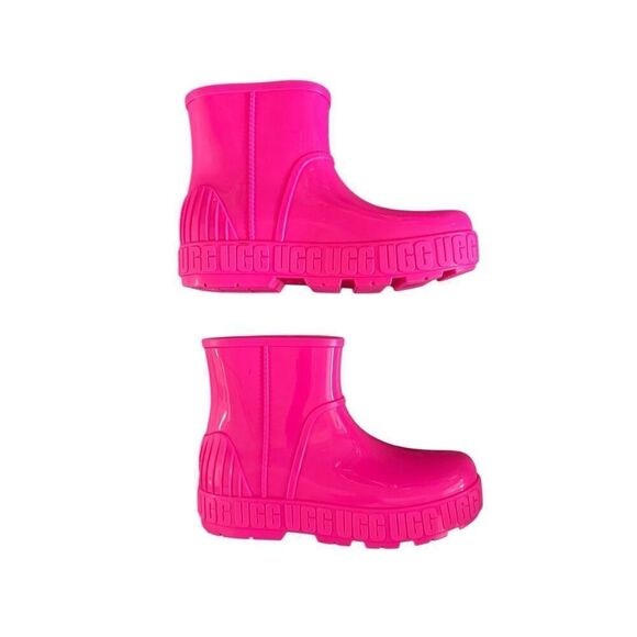 UGG Drizlita Womens Pink Waterproof Rubber Sheepskin Lined Rain Boots Size 7 - Picture 1 of 5